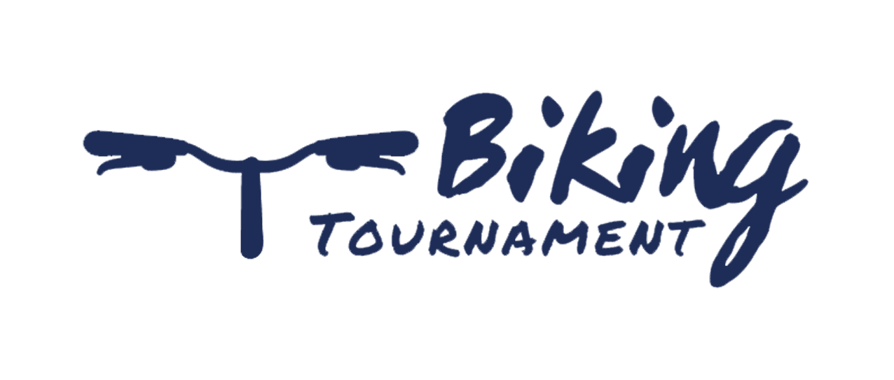 A blue and black logo for the bike tournament.