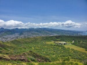 A view of the mountains from above.